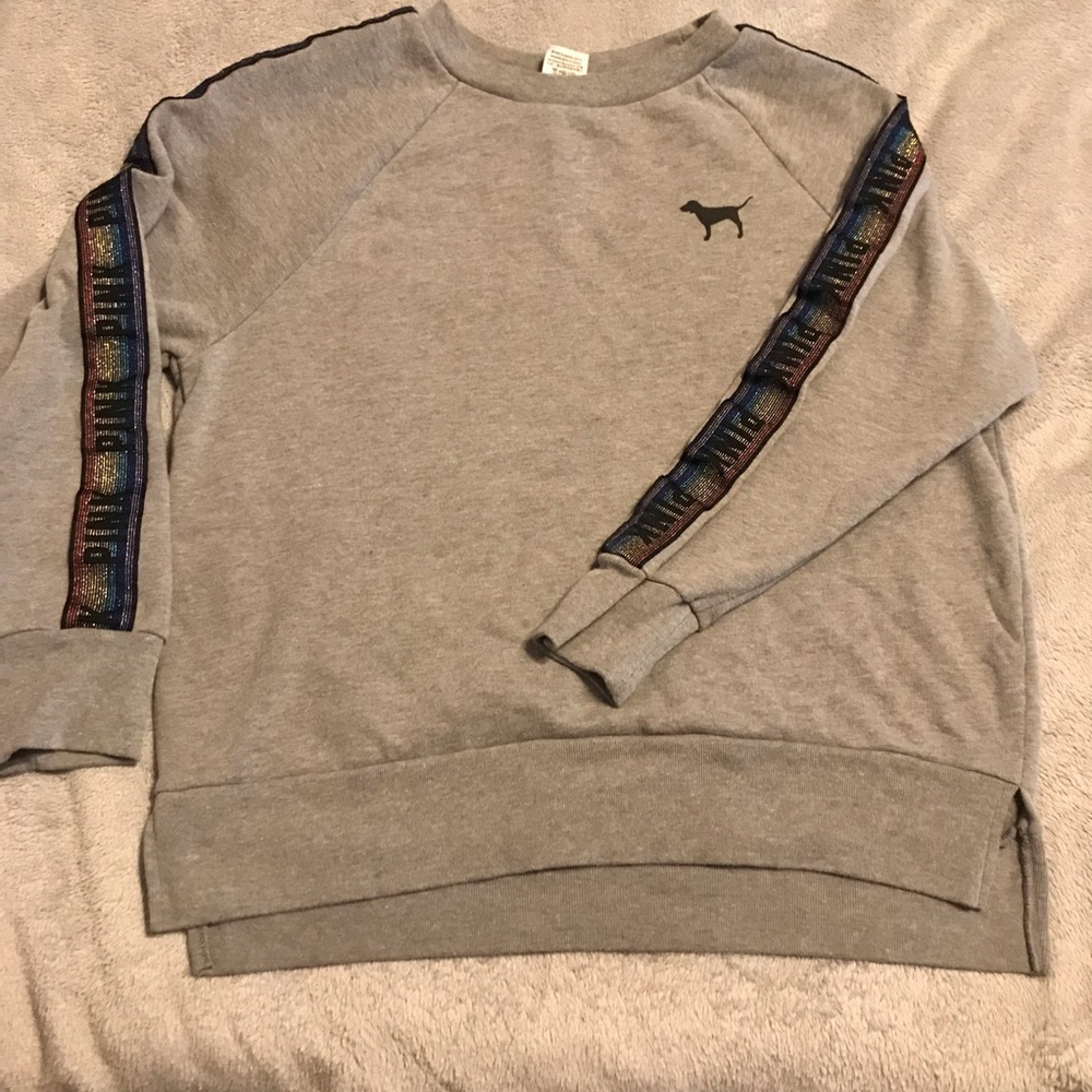 PINK Grey, black, and rainbow sweatshirt